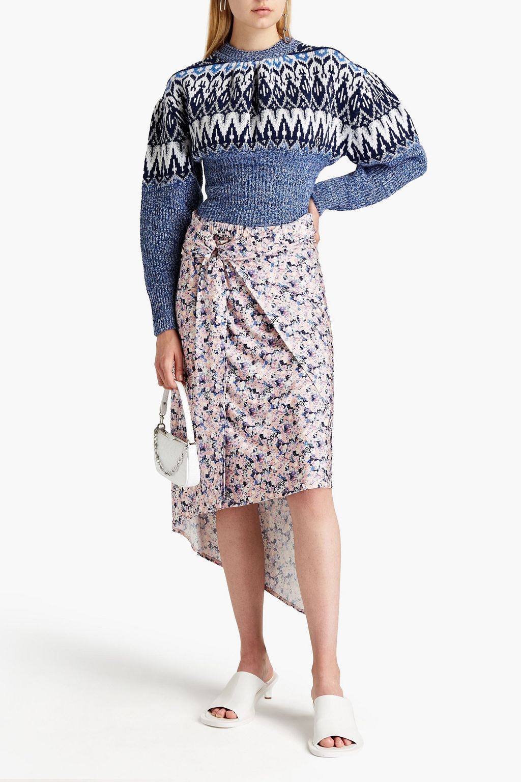 RABANNE Metallic jacquard-knit wool-blend sweater