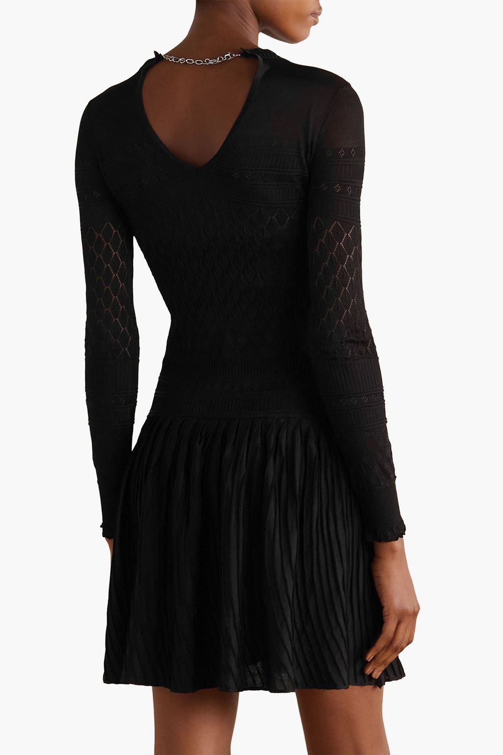 RABANNE Chain-embellished pointelle-knit mini dress