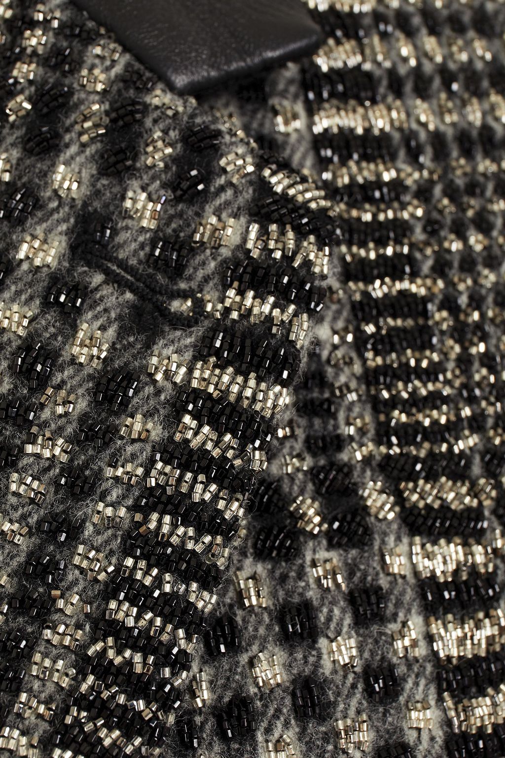 SAINT LAURENT Double-breasted bead-embellished metallic Prince of Wales checked wool-blend coat