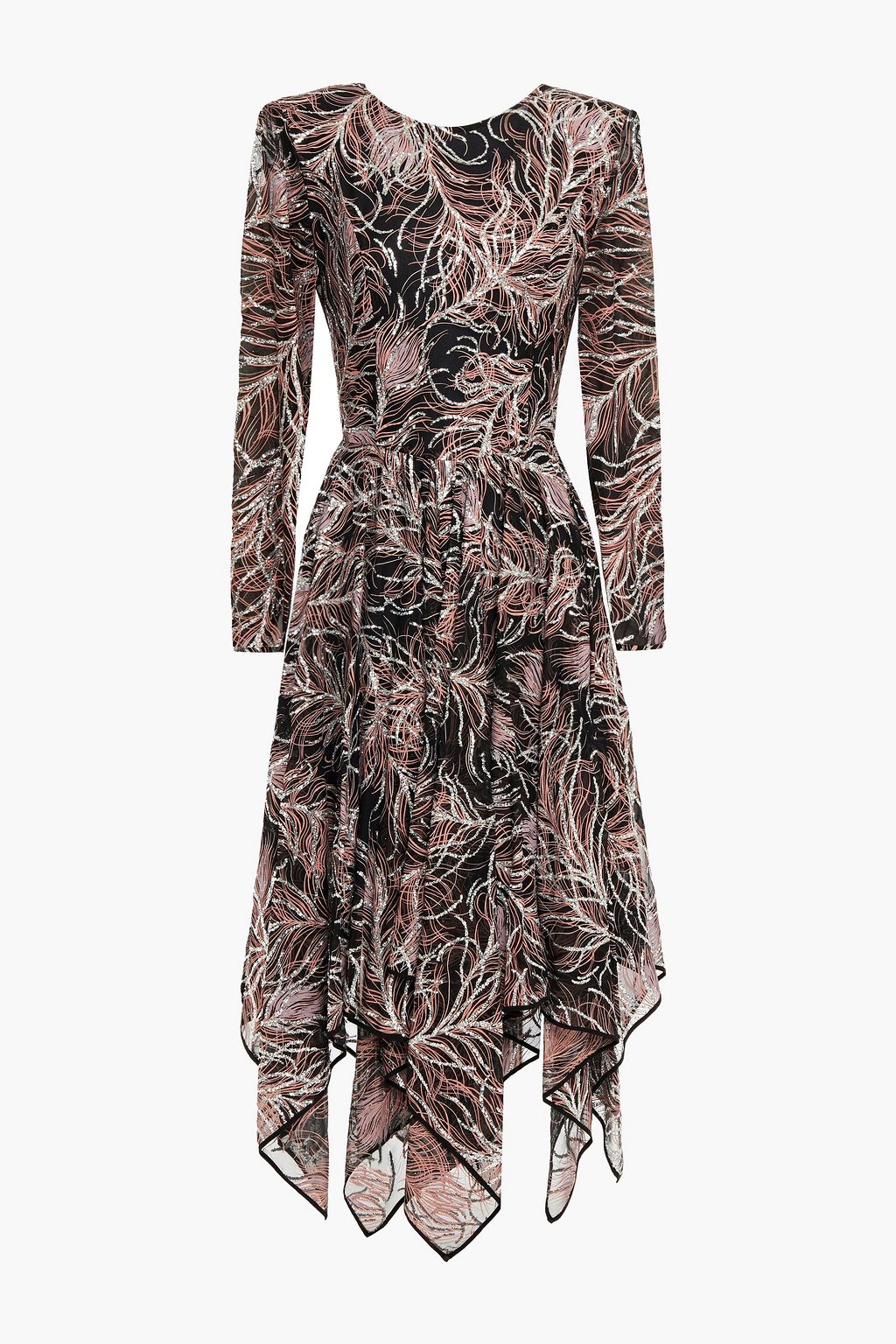 ETRO Asymmetric open-back glittered printed silk-chiffon dress | THE OUTNET