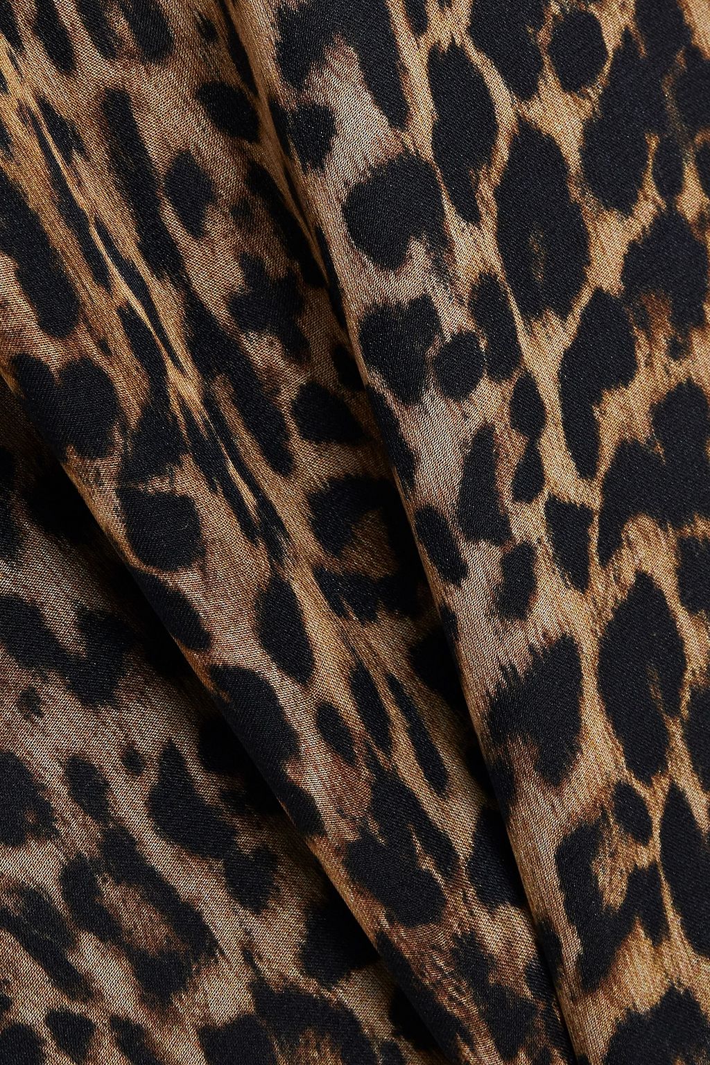 SAINT LAURENT Tie-detailed leopard-print silk mini dress