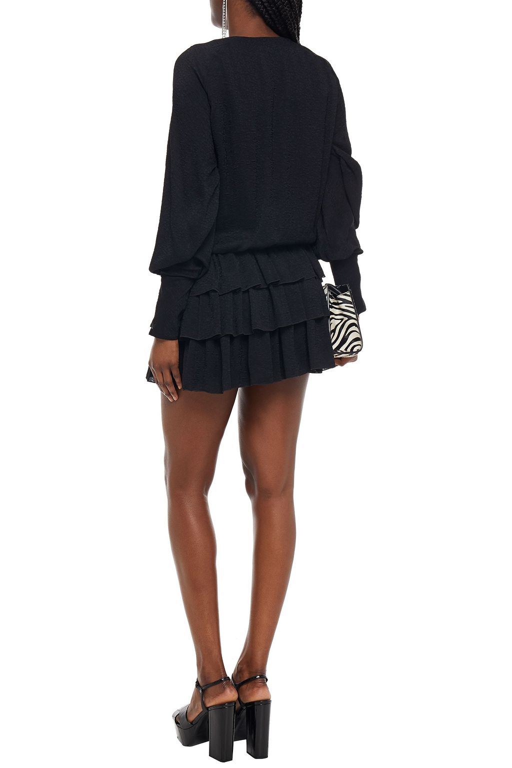 SAINT LAURENT Tiered jacquard mini dress