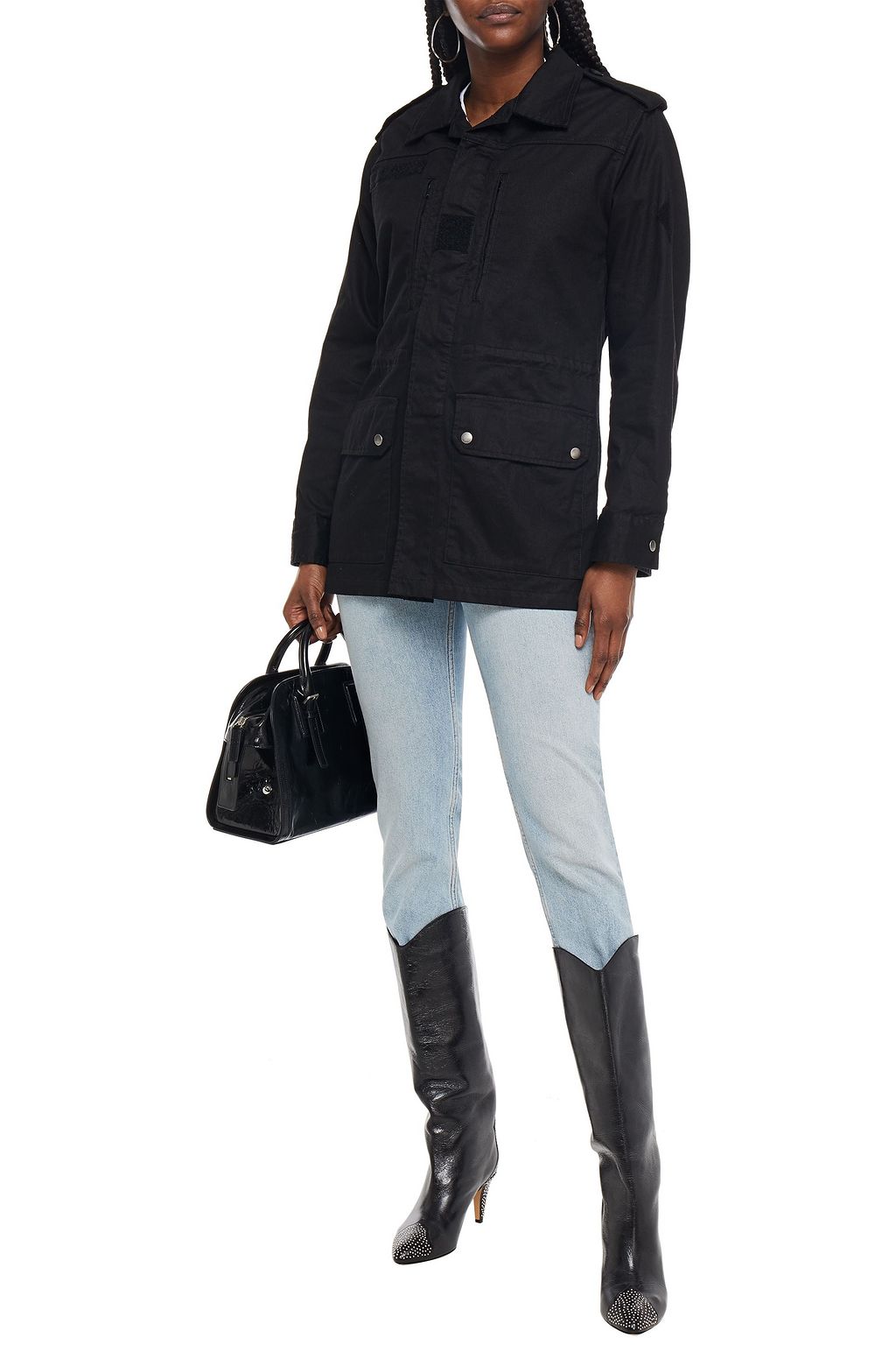 SAINT LAURENT Appliquéd cotton and ramie-blend gabardine jacket