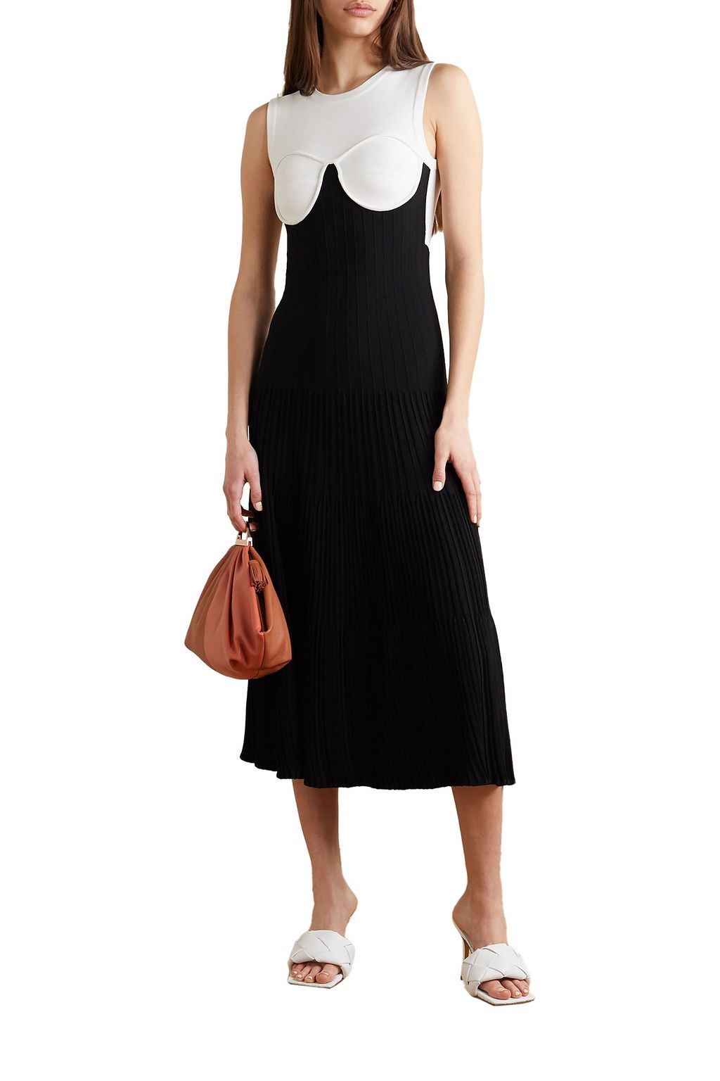 GAUCHERE Pandore two-tone crepe and ribbed-knit midi dress