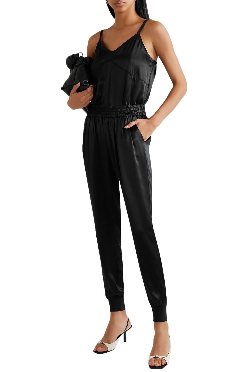 ATM ANTHONY THOMAS MELILLO Silk-satin and stretch-cotton bodysuit
