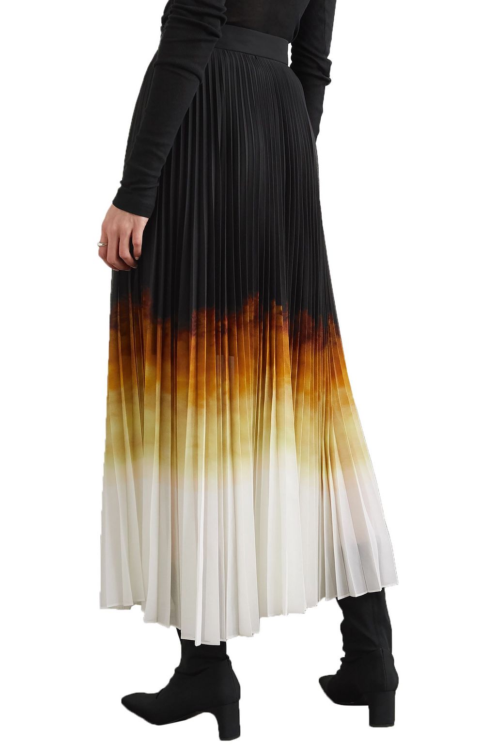 Black Dégradé plissé-chiffon midi skirt | BITE STUDIOS | THE OUTNET