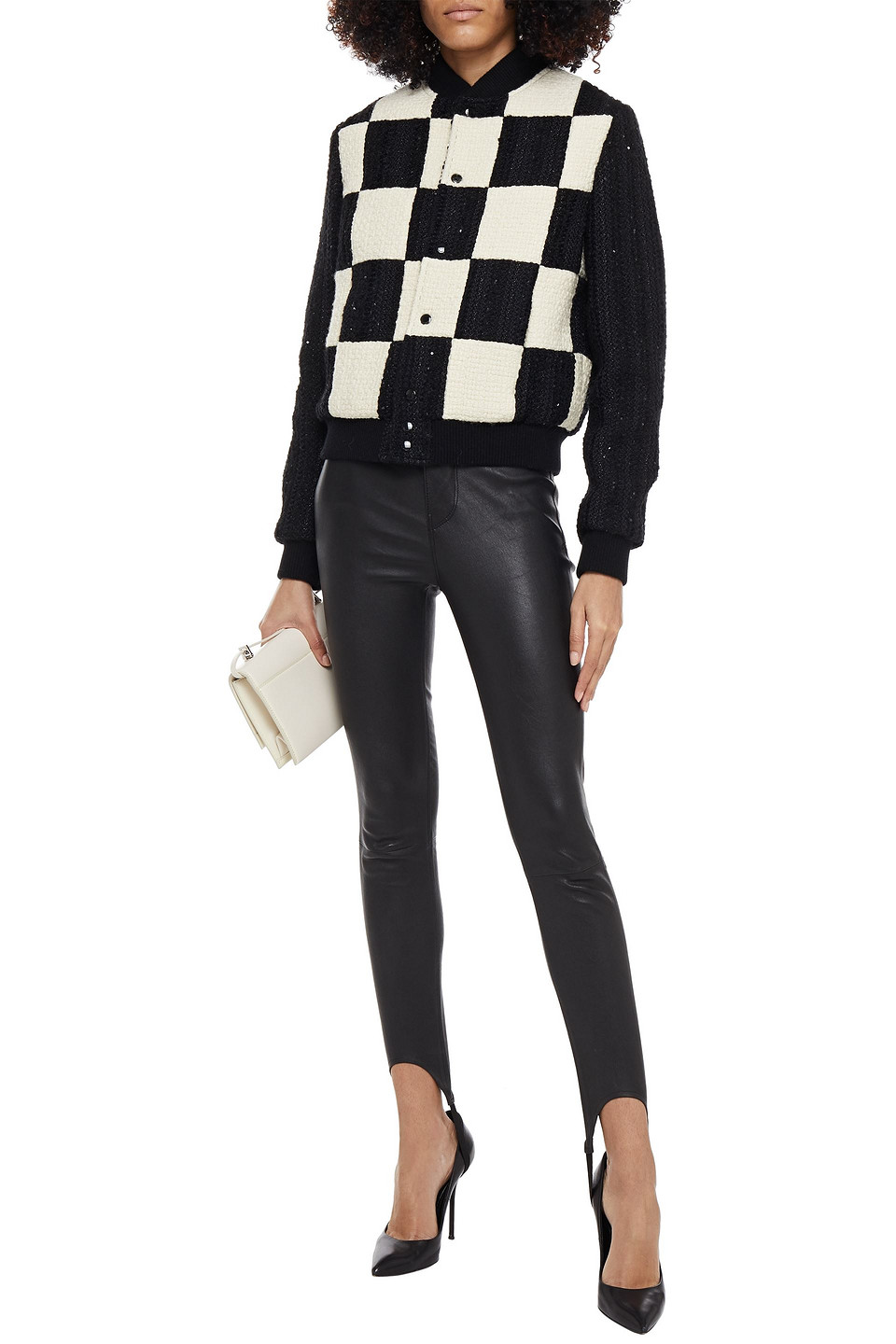 Saint laurent checkered leather jacket hotsell