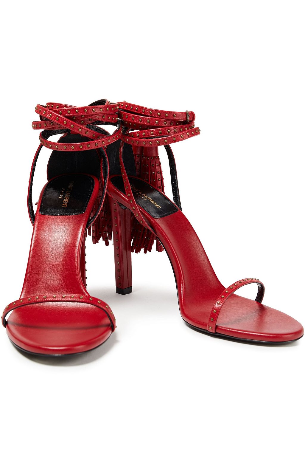 SAINT LAURENT Tassel-trimmed studded leather sandals
