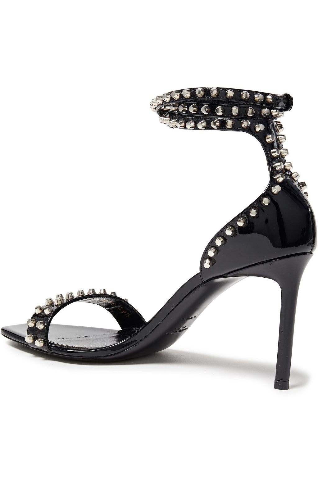 SAINT LAURENT Amber studded patent-leather sandals