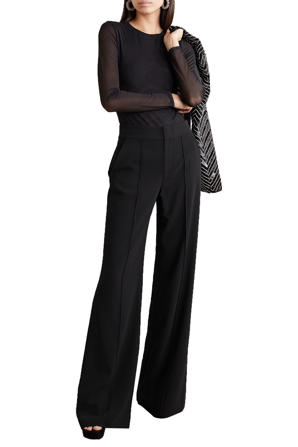 Alice And Olivia Athena Flared Wide Leg Trousers In Black