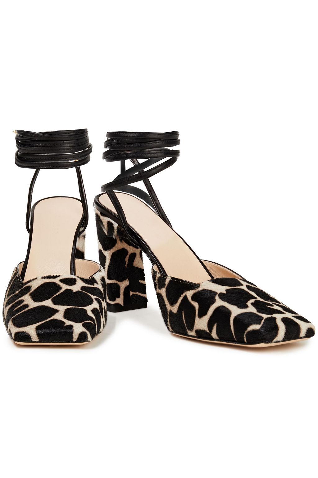 WANDLER Elisa leather-trimmed printed calf hair pumps