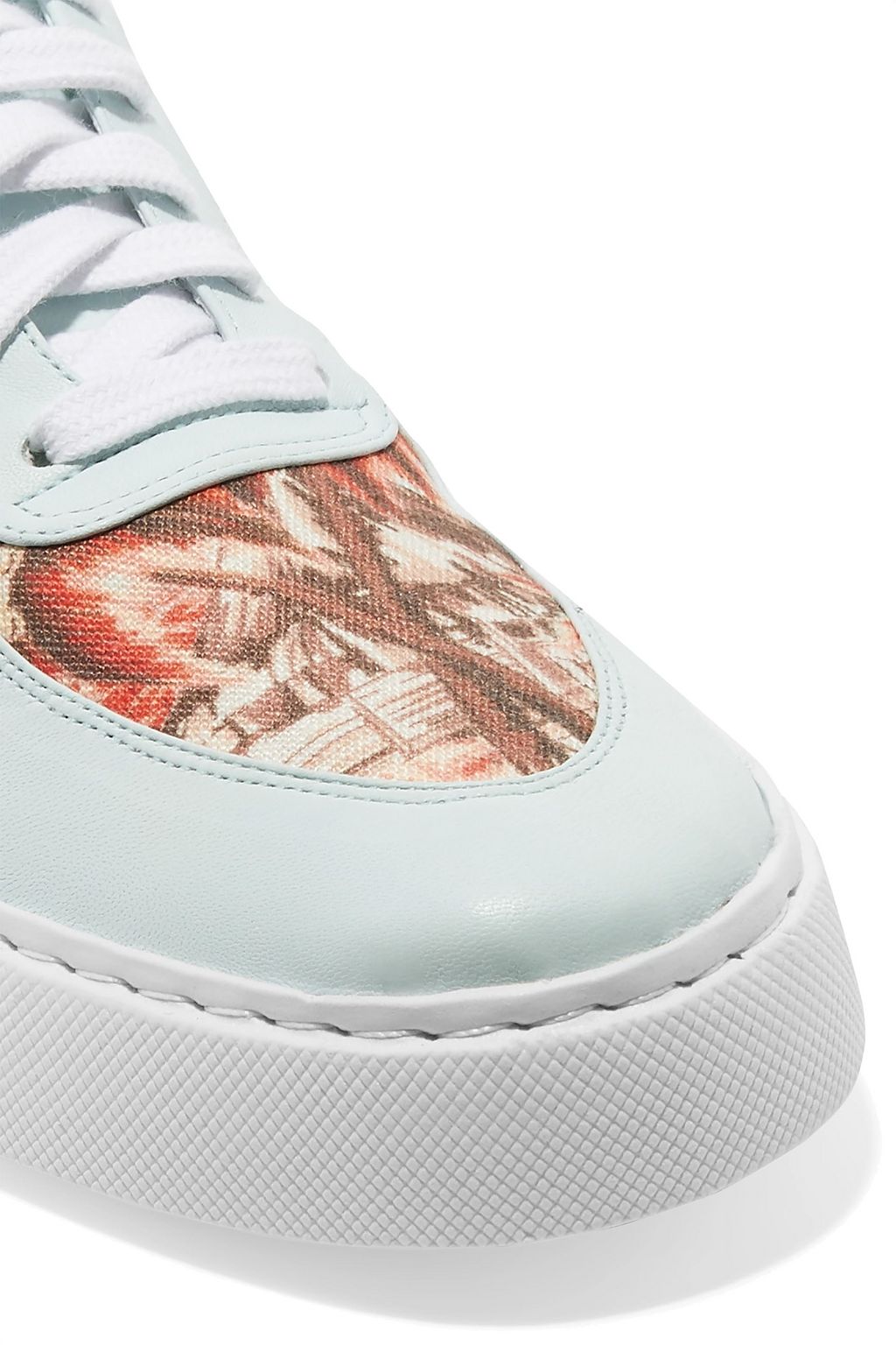 ZIMMERMANN Leather-trimmed printed linen sneakers