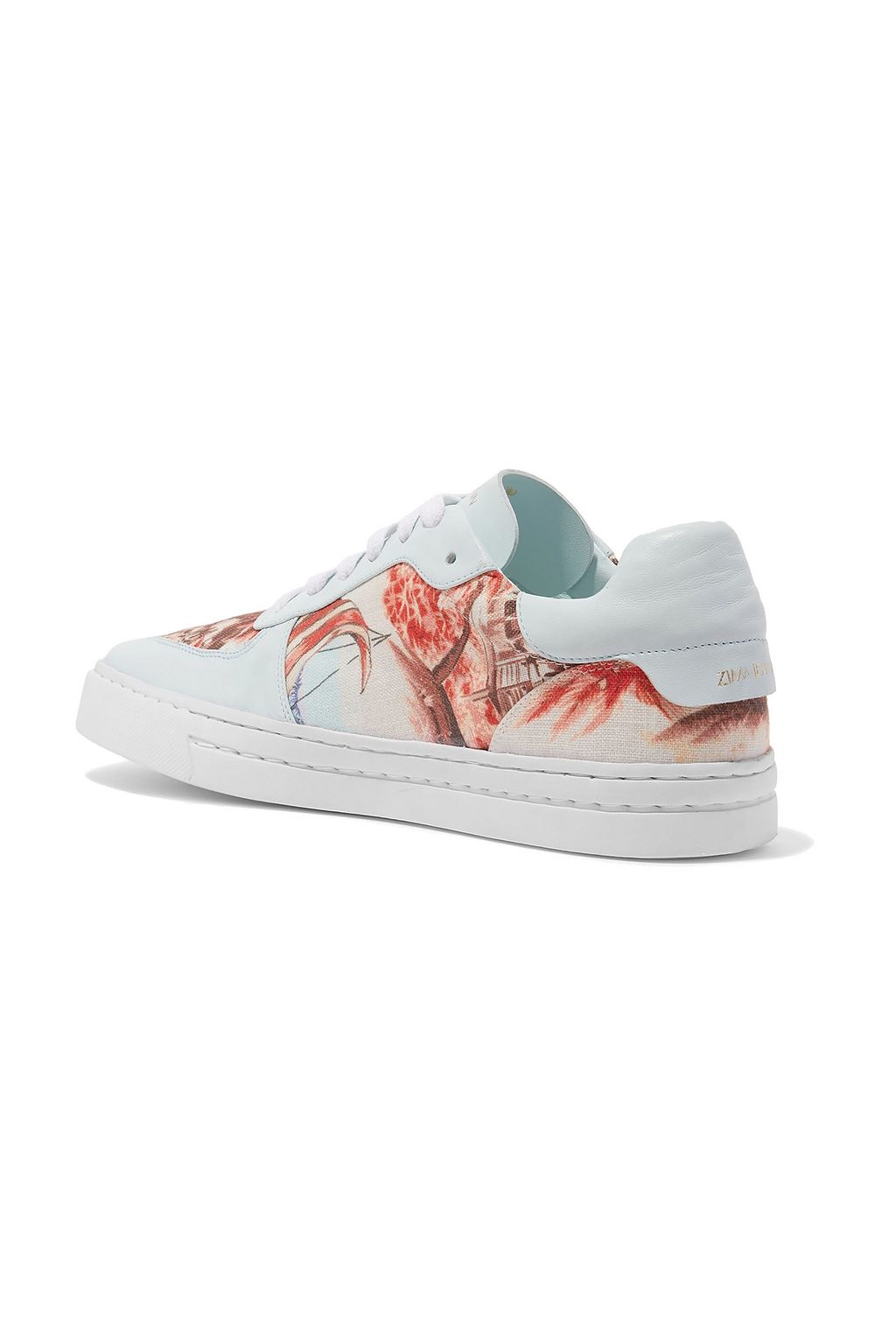 ZIMMERMANN Leather-trimmed printed linen sneakers