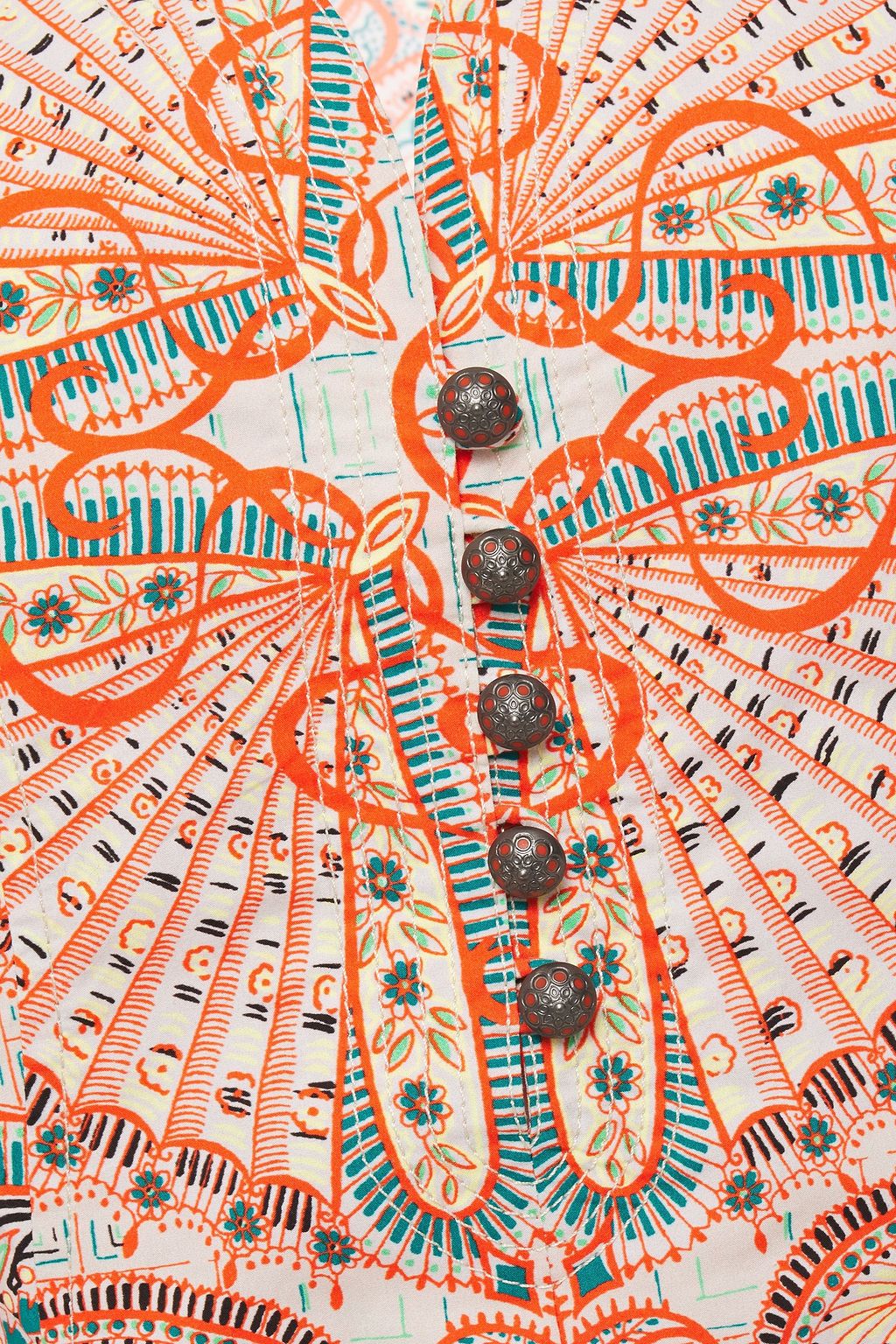 ETRO Gathered printed cotton-poplin blouse