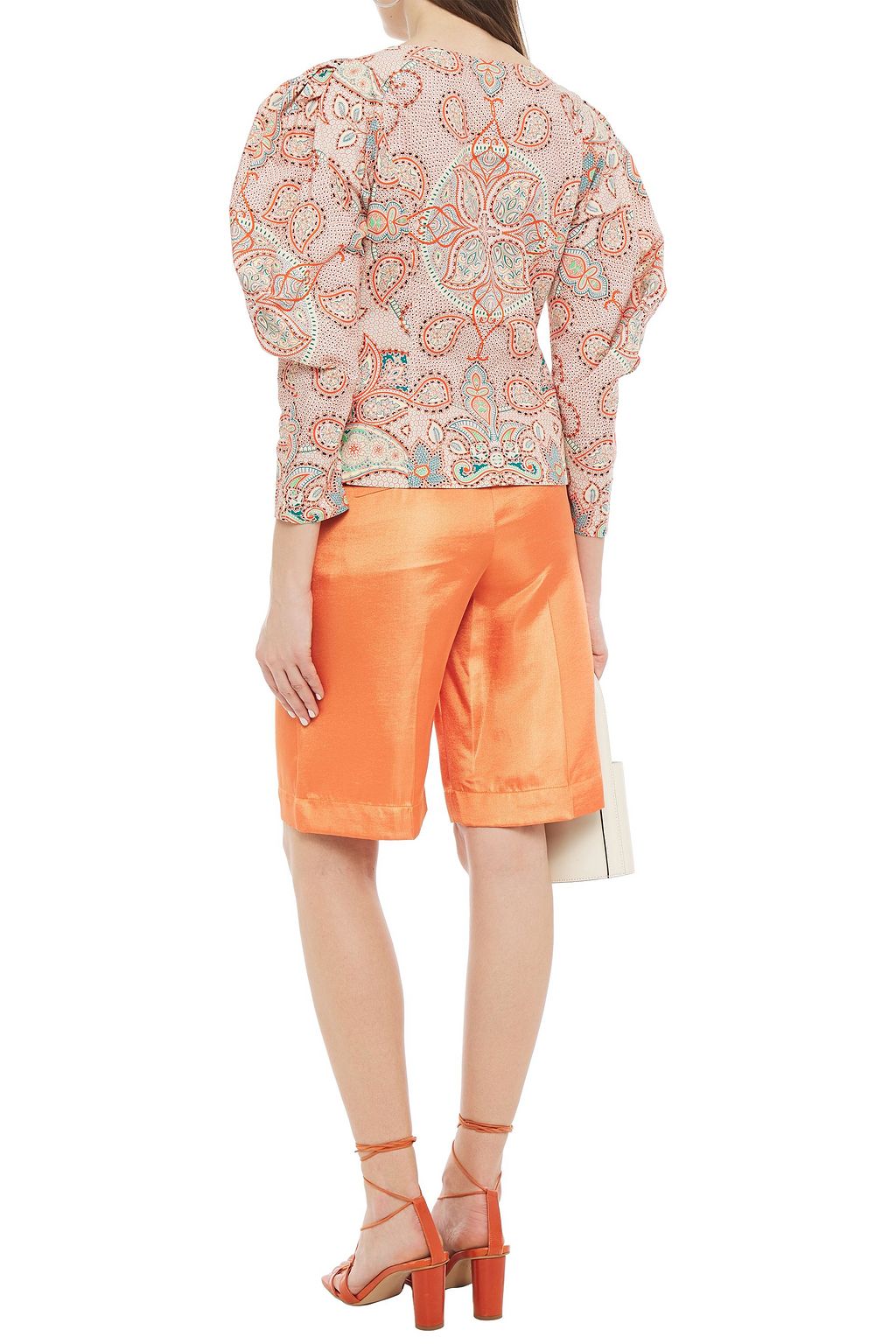 ETRO Gathered printed cotton-poplin blouse