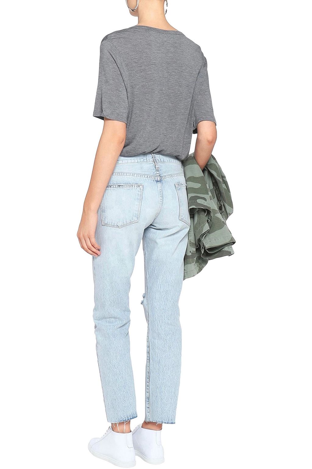 CURRENT/ELLIOTT Mulholland Destroy distressed mid-rise straight-leg jeans