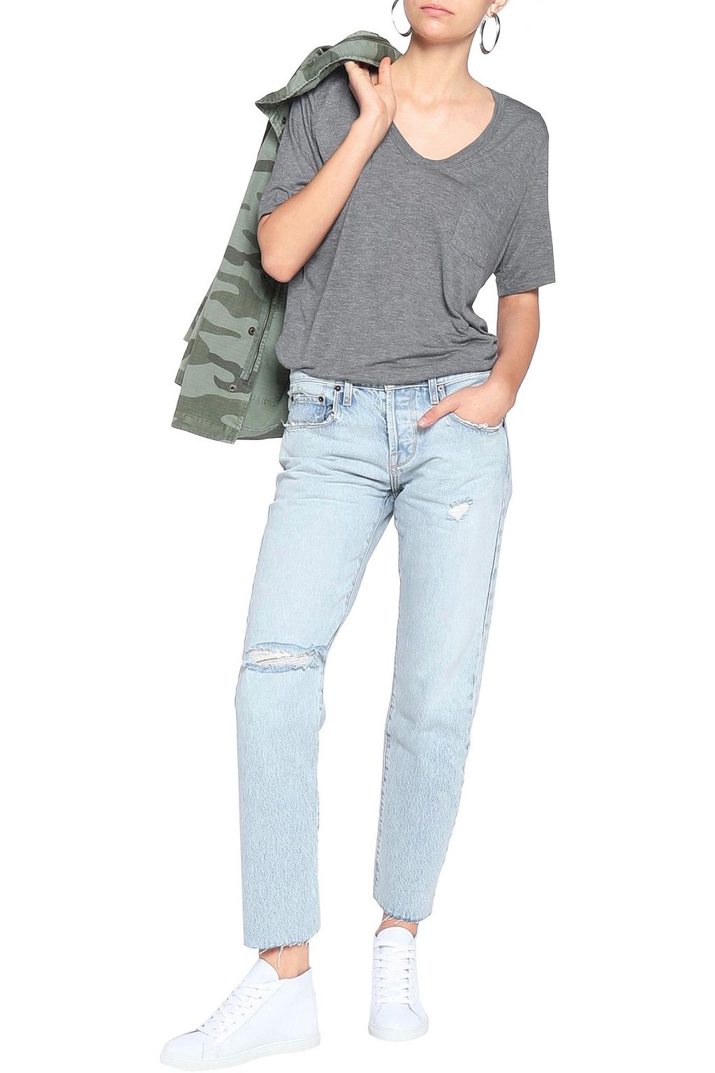 CURRENT/ELLIOTT Mulholland Destroy distressed mid-rise straight-leg jeans