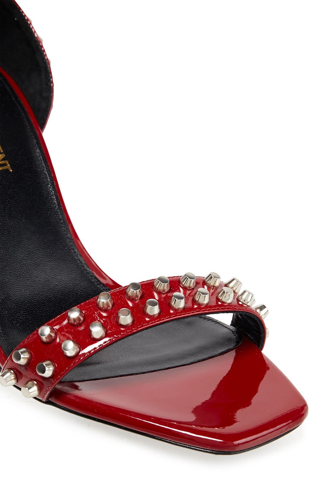 SAINT LAURENT Amber studded patent-leather sandals