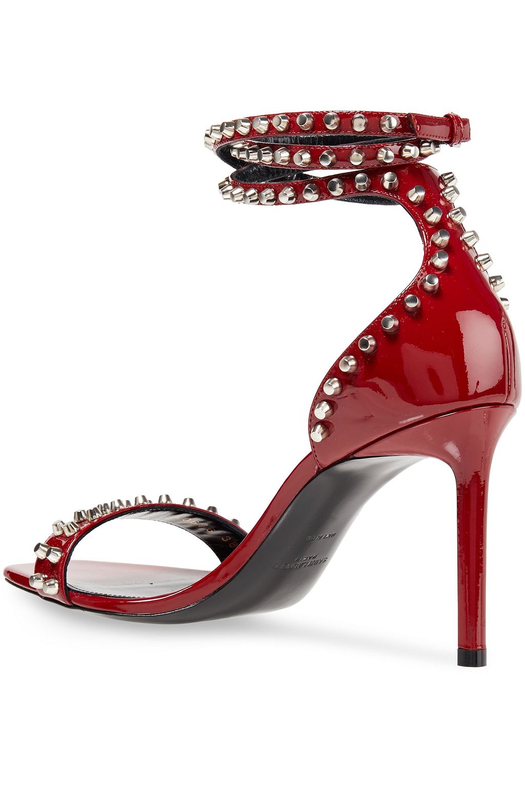 SAINT LAURENT Amber studded patent-leather sandals