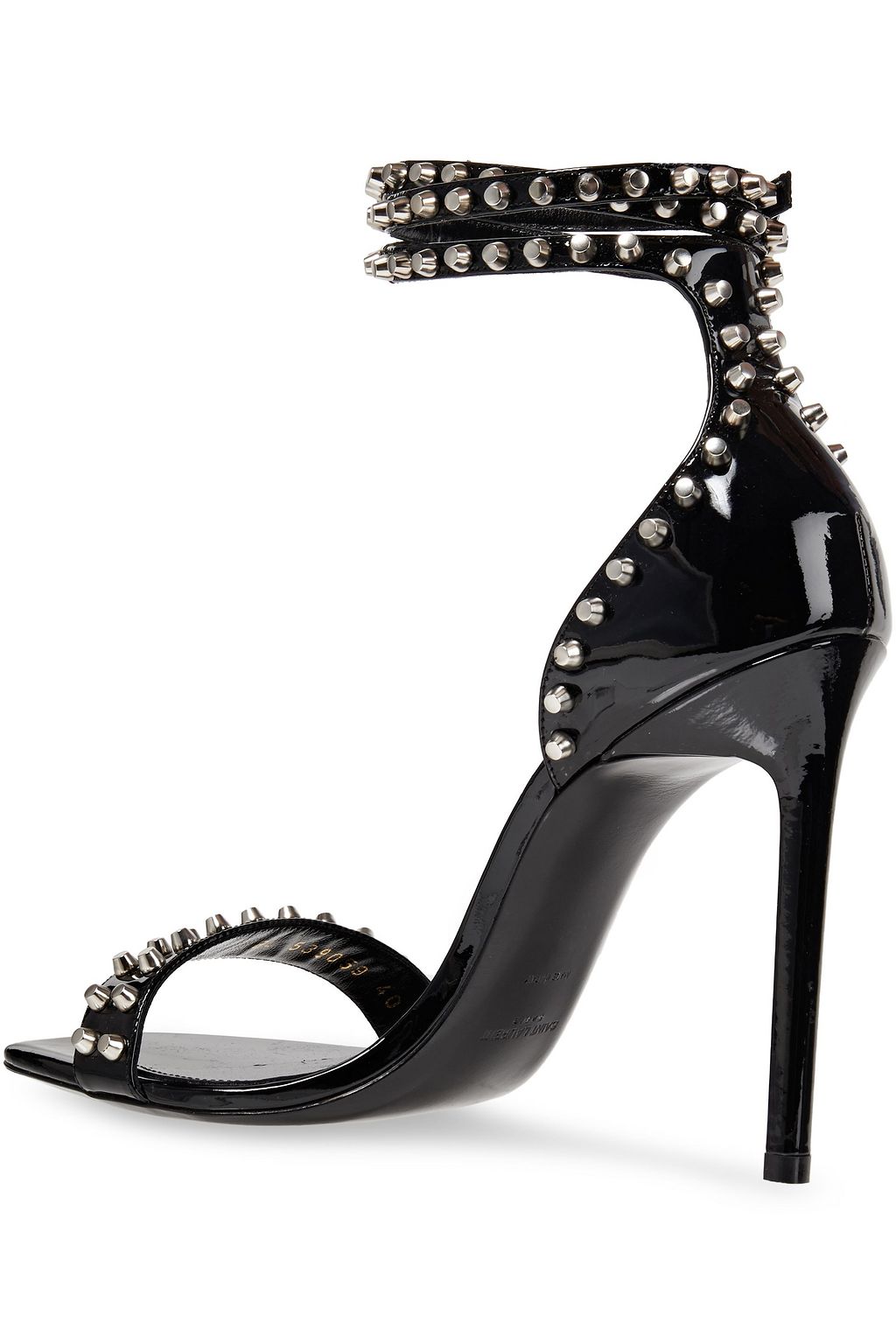 SAINT LAURENT Studded patent-leather sandals