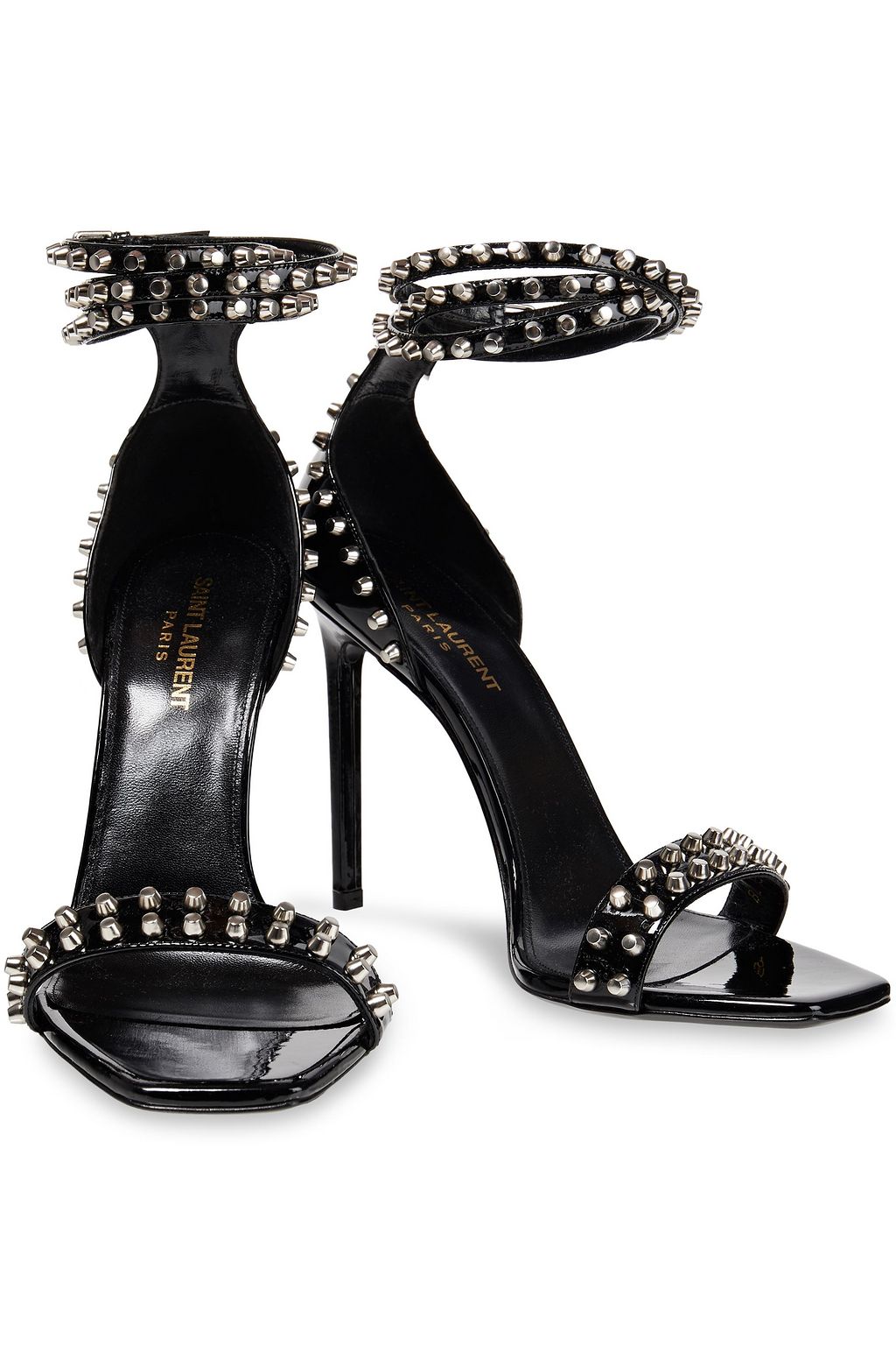 SAINT LAURENT Studded patent-leather sandals