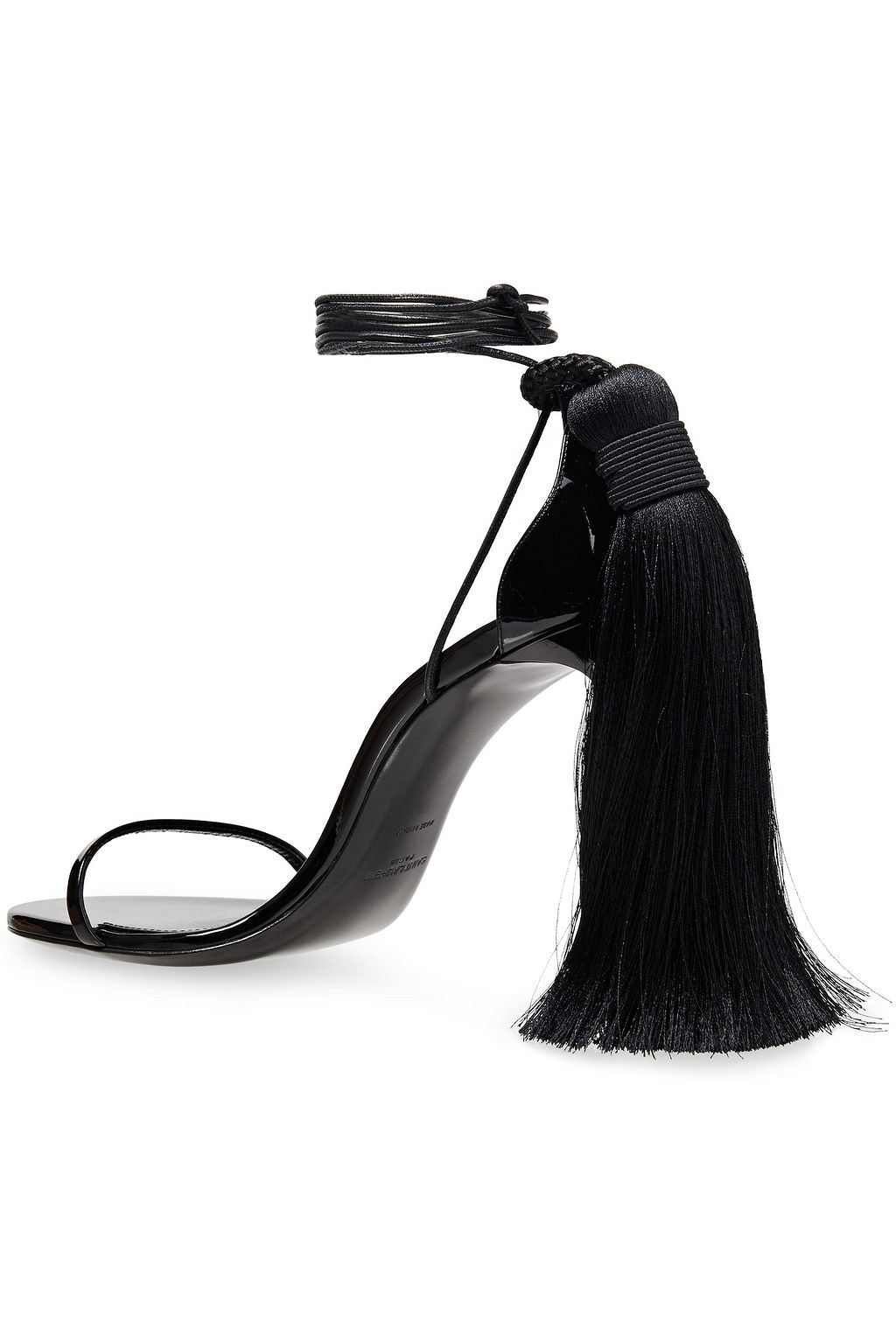 SAINT LAURENT Tassel-trimmed patent-leather sandals