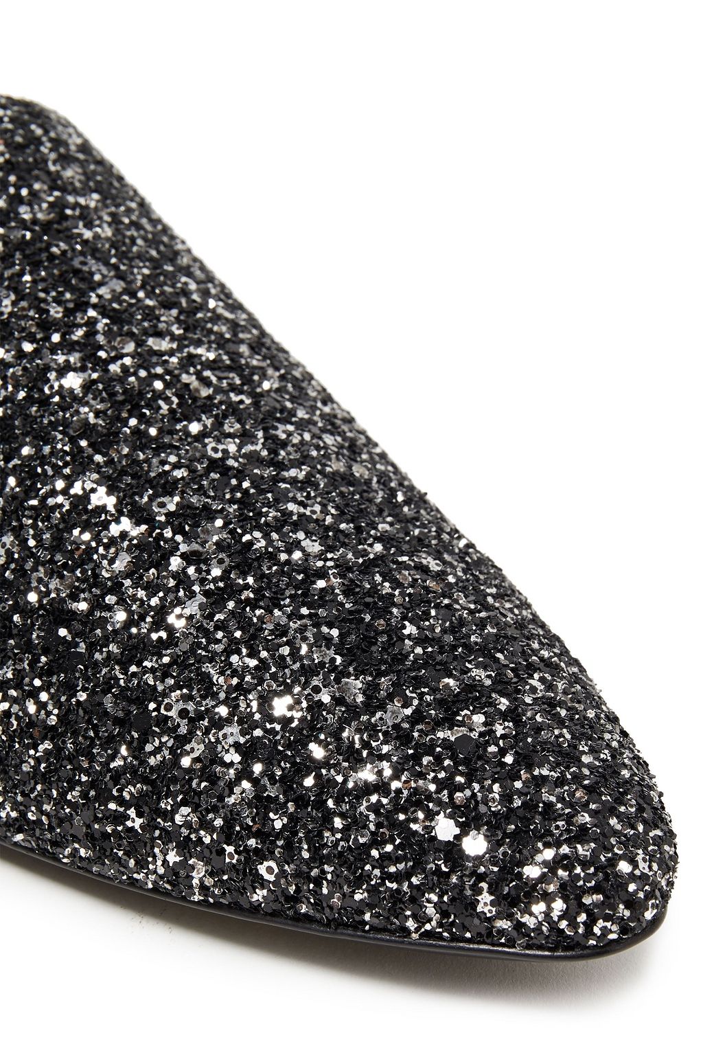 SAINT LAURENT Glittered leather slippers