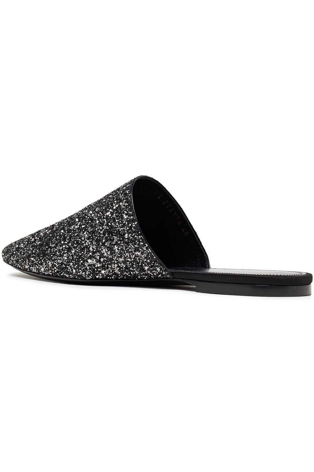 SAINT LAURENT Glittered leather slippers