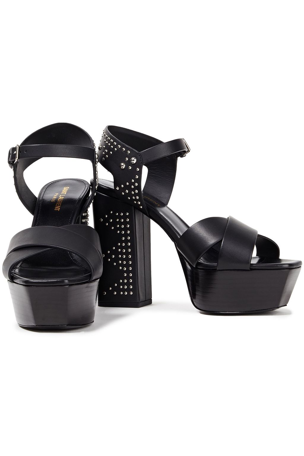 SAINT LAURENT Studded leather platform sandals