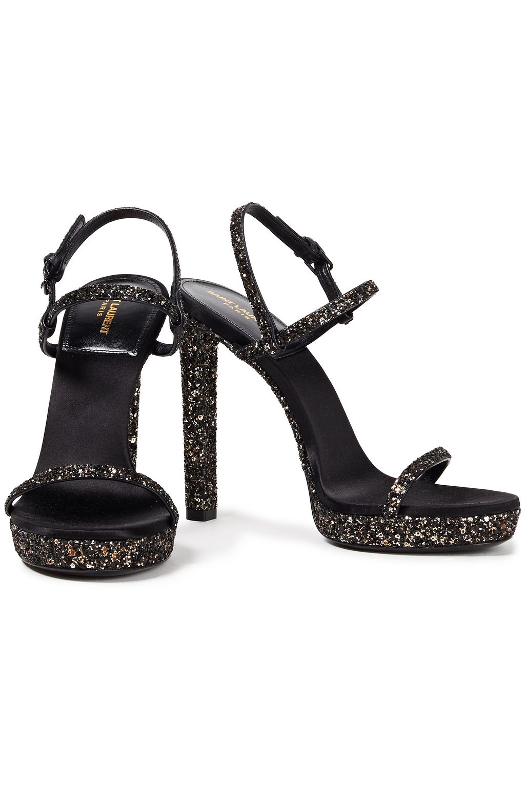SAINT LAURENT Sandalen aus Leder mit Glitter-Finish