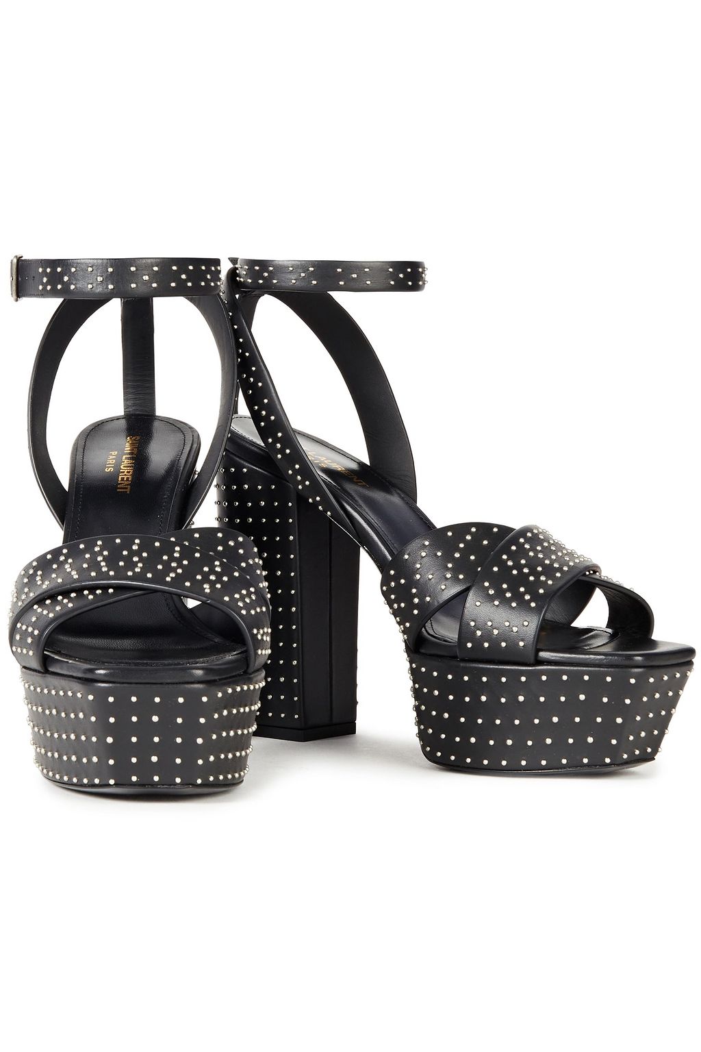 SAINT LAURENT Studded leather platform sandals