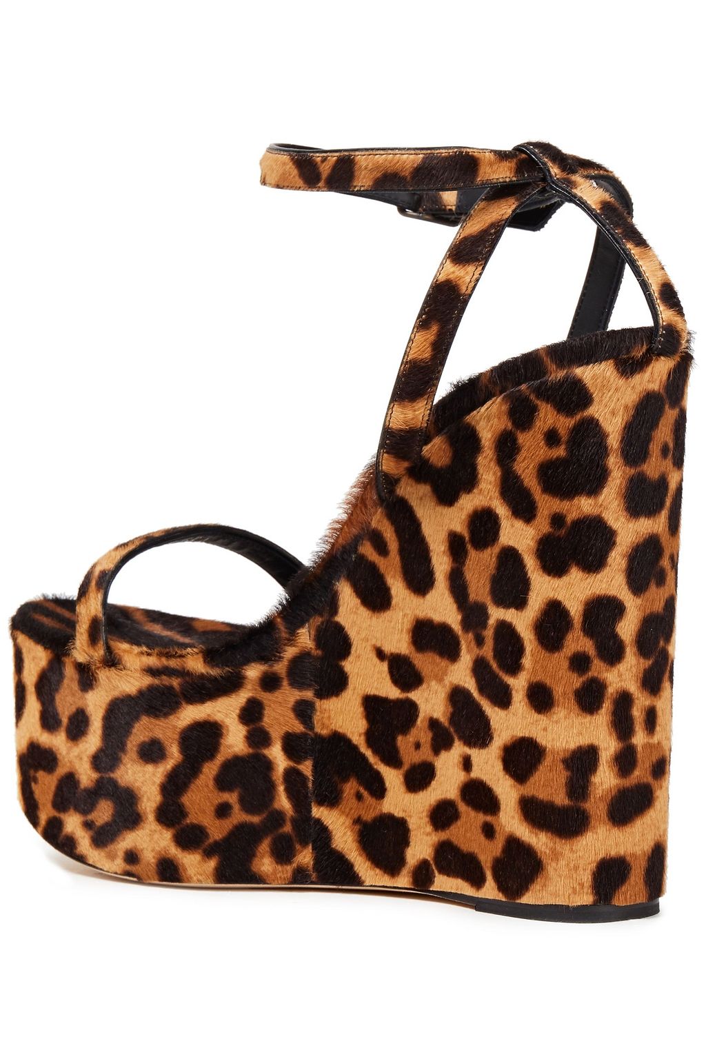 SAINT LAURENT Leopard-print calf hair wedge sandals