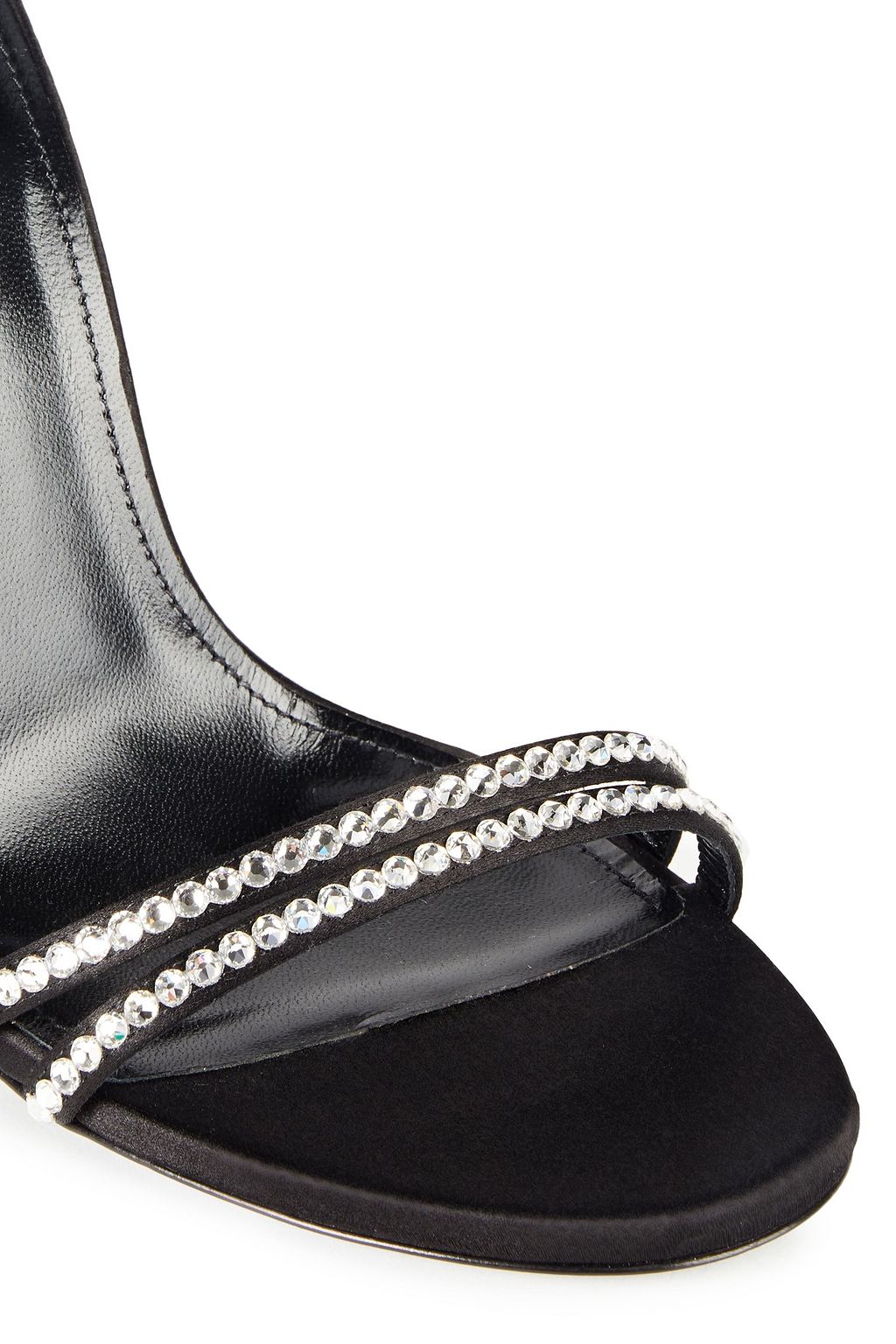 SAINT LAURENT Crystal-embellished satin sandals