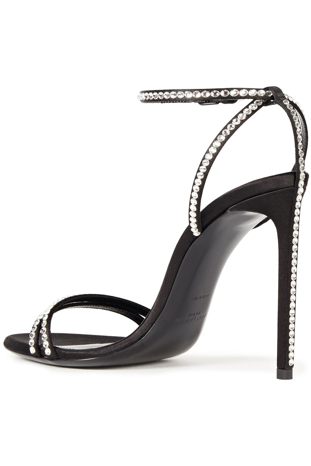 SAINT LAURENT Crystal-embellished satin sandals