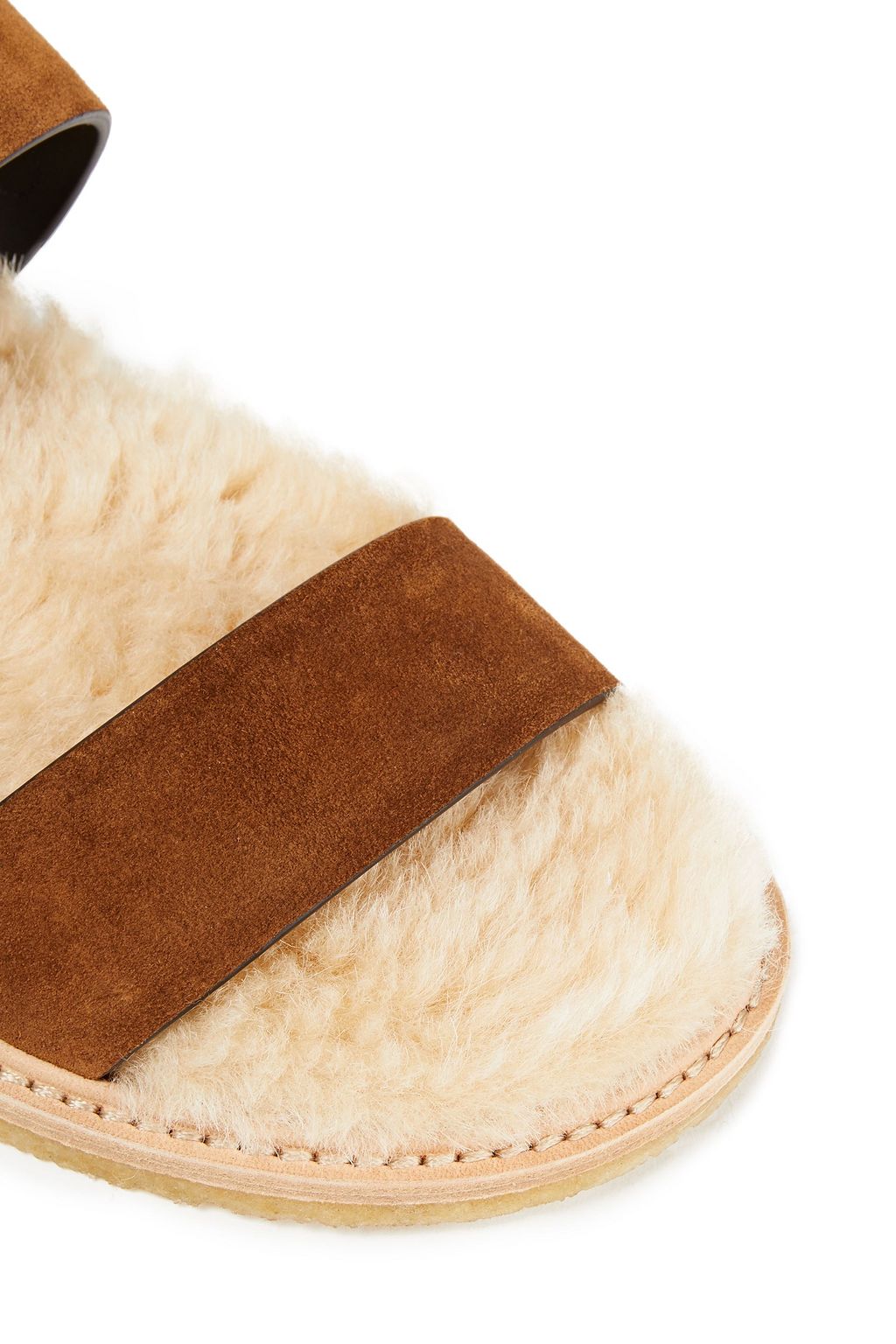SAINT LAURENT Nu Pieds shearling-lined suede slingback sandals