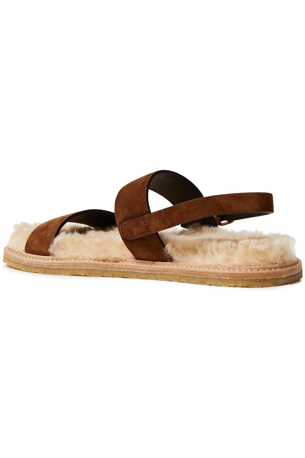 SAINT LAURENT Nu Pieds shearling-lined suede slingback sandals