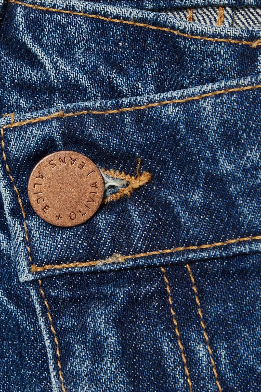 ALICE + OLIVIA Amazing frayed high-rise slim-leg jeans