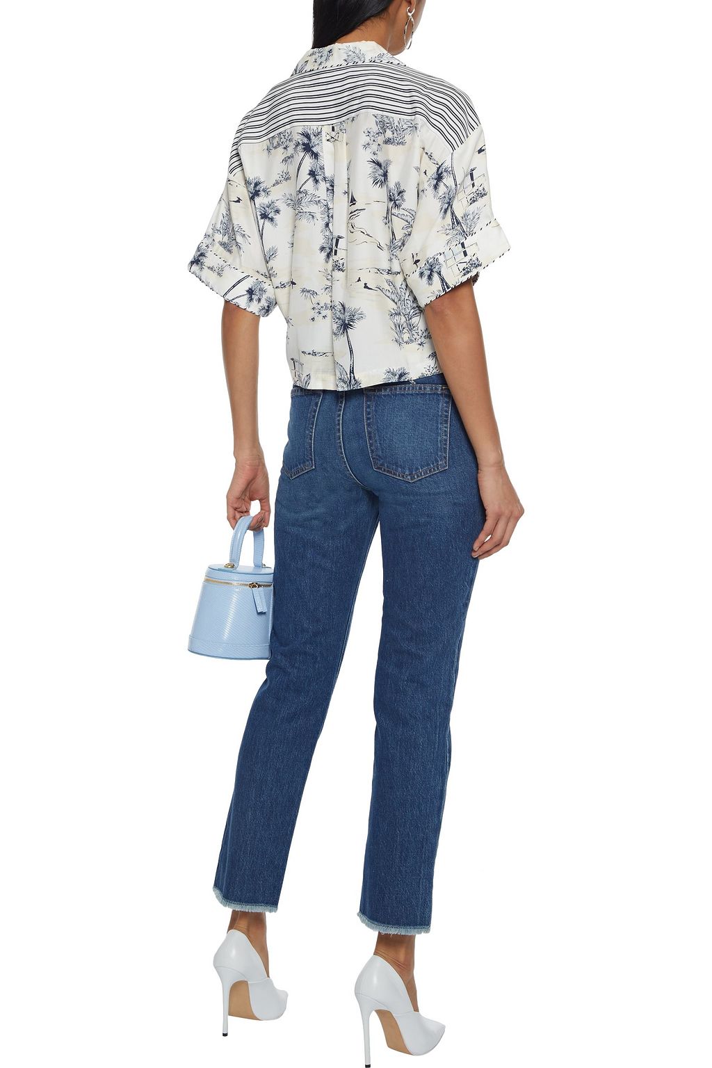 ALICE + OLIVIA Amazing frayed high-rise slim-leg jeans