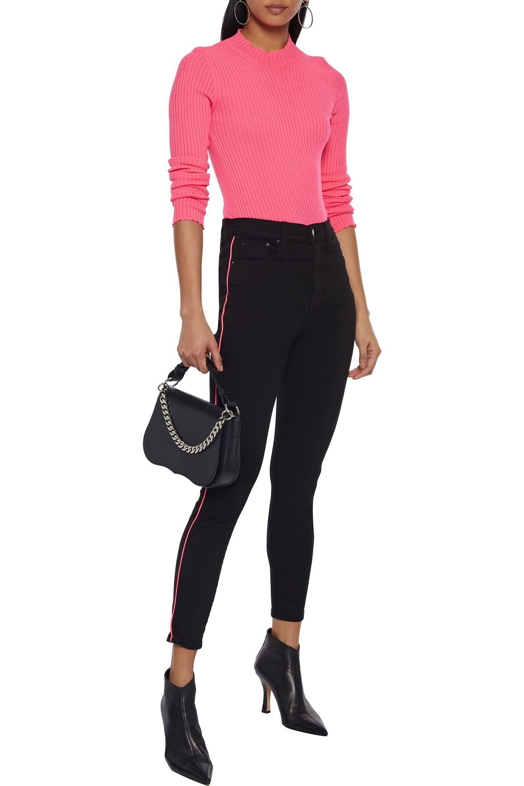 ALICE + OLIVIA Good cropped neon-trimmed high-rise skinny jeans