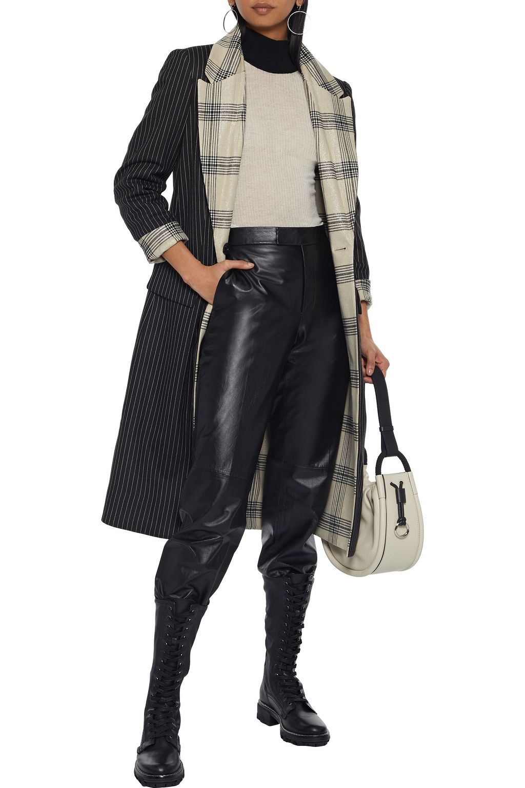 ALICE + OLIVIA Ivan reversible checked metallic brushed-twill coat