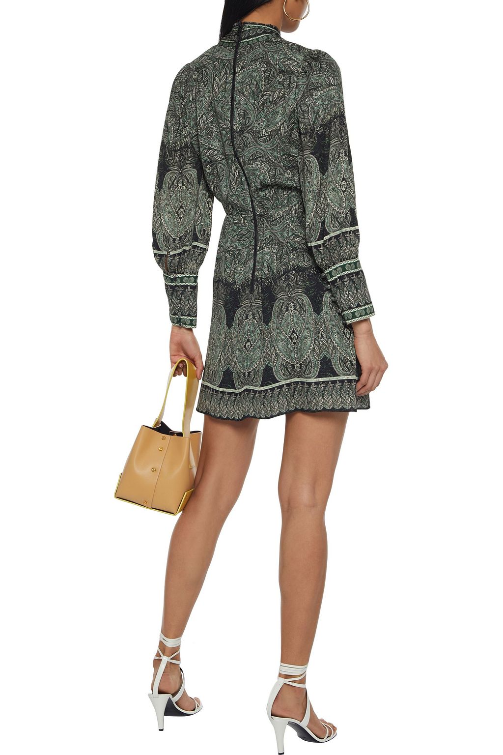 ALICE + OLIVIA Tanisha pussy-bow printed crepe de chine mini dress