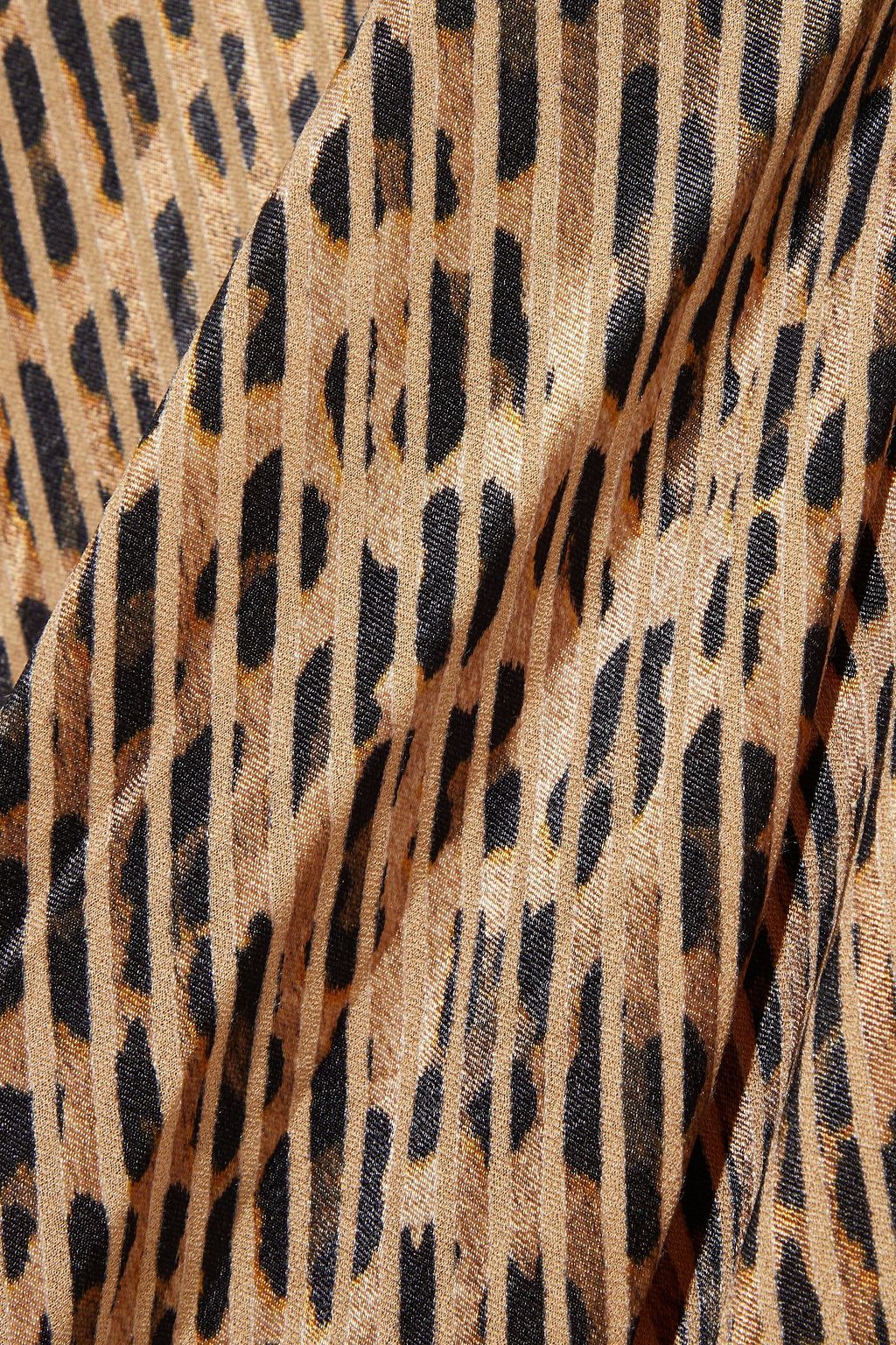 ALICE + OLIVIA Harmony asymmetric leopard-print burnout crepe de chine midi slip dress