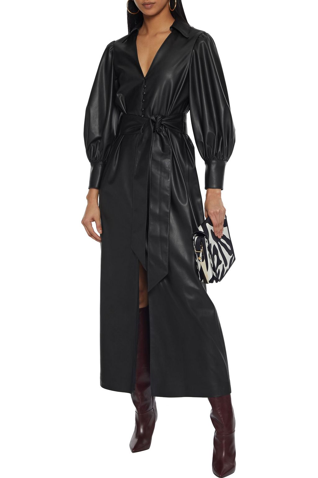 ALICE + OLIVIA Zarita belted faux leather maxi dress