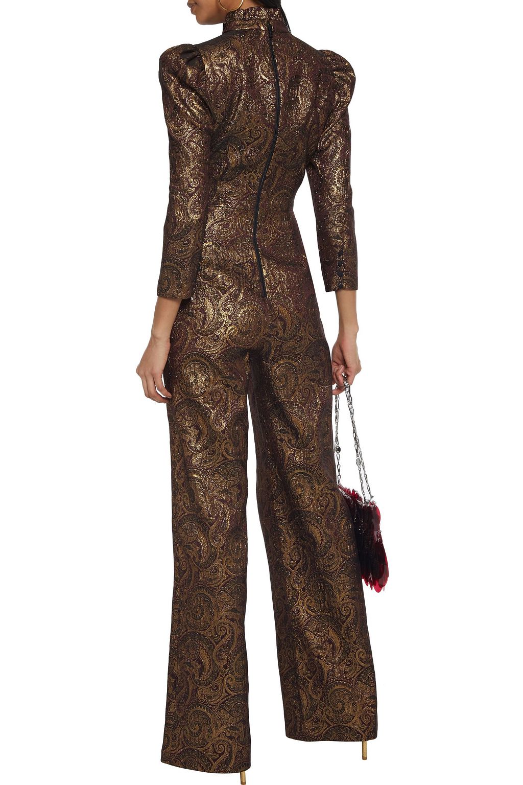 ALICE + OLIVIA Jorah metallic brocade wide-leg jumpsuit