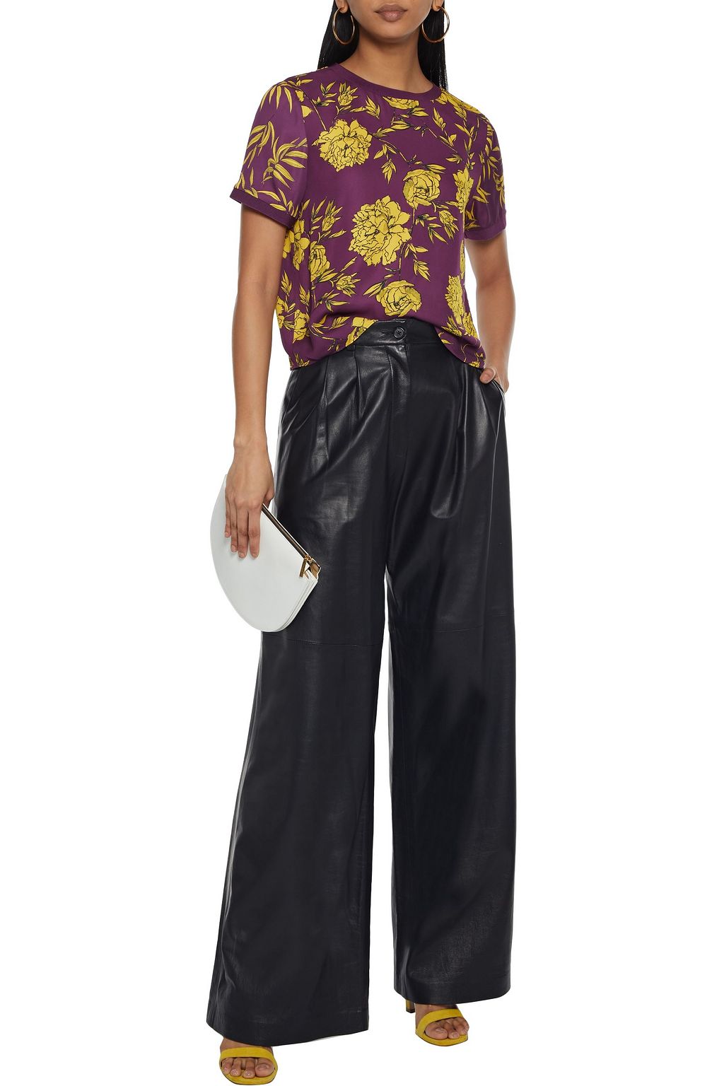 ALICE + OLIVIA Piera floral-print crepe de chine top