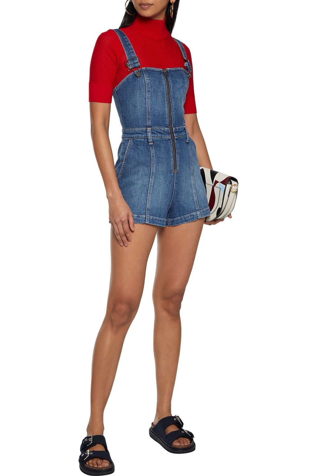 ALICE + OLIVIA Gorgeous faded denim playsuit