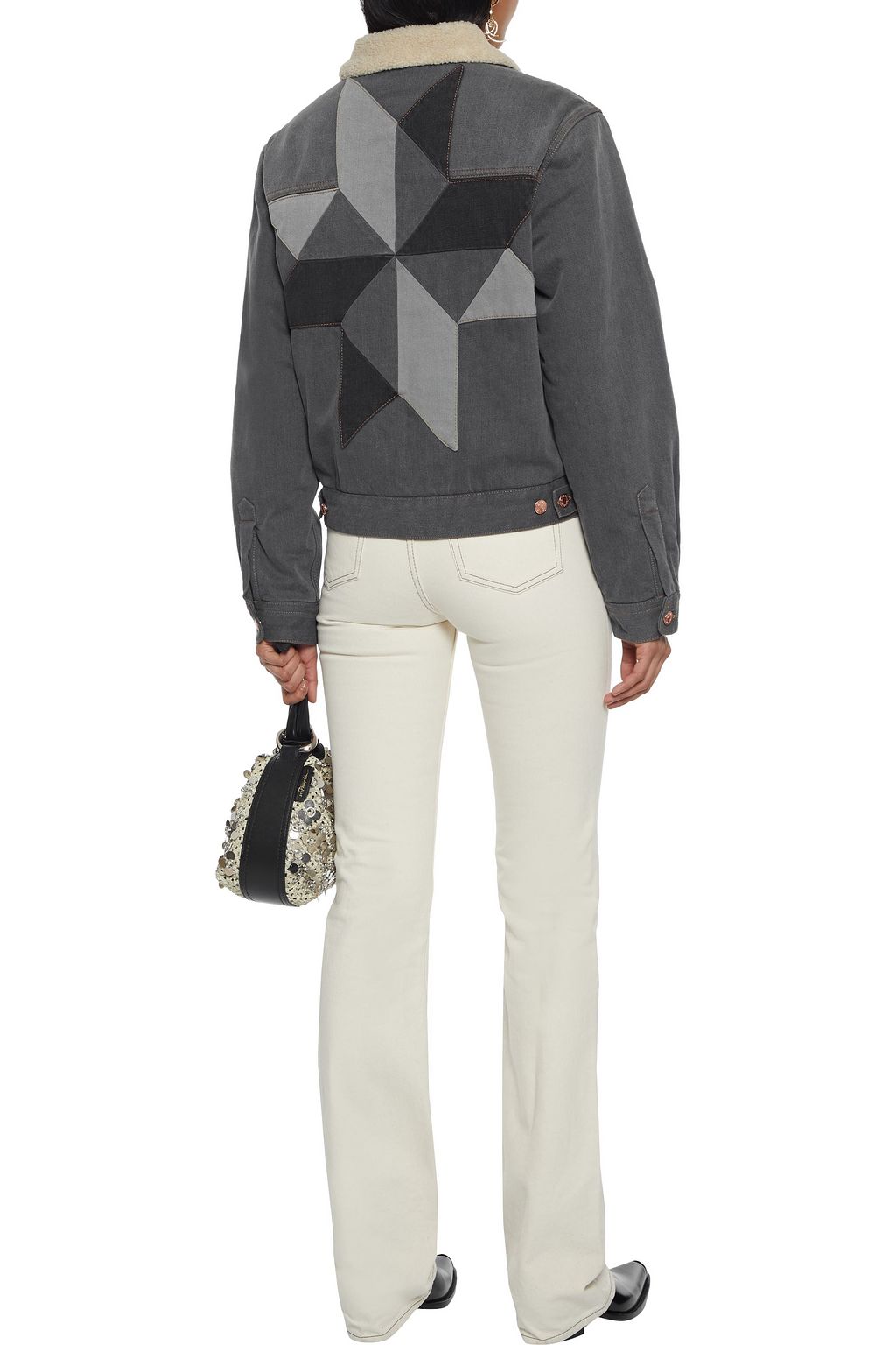 MARANT ÉTOILE Lindy faux shearling-lined patchwork denim jacket