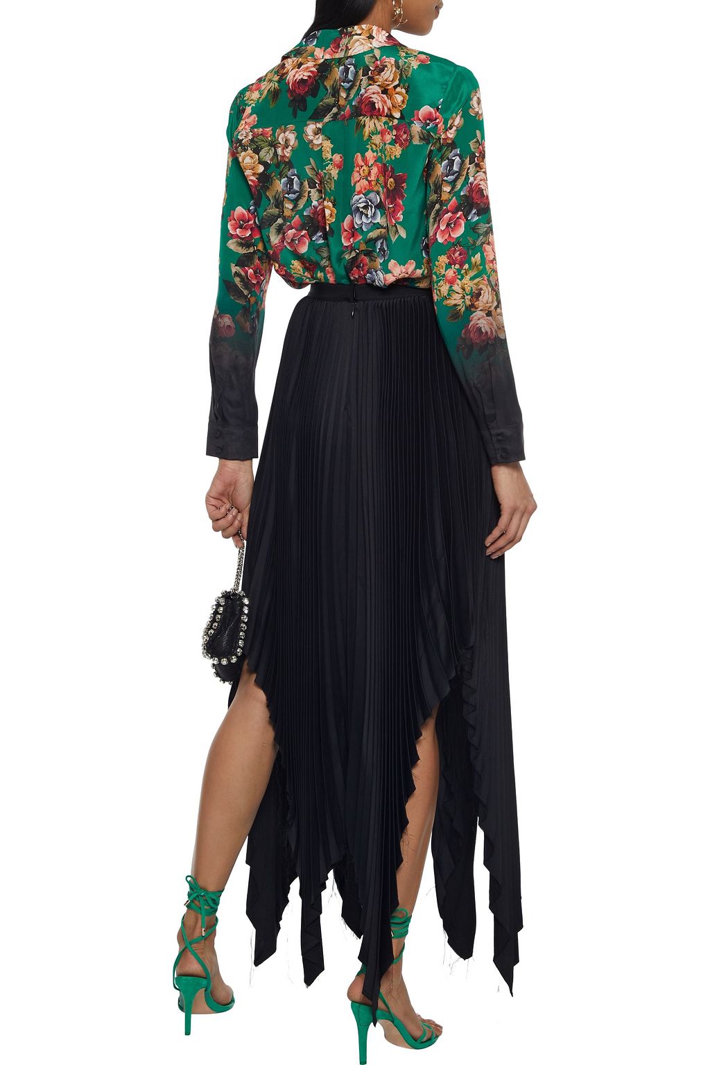 ALICE + OLIVIA Eloise floral-print dégradé silk crepe de chine shirt