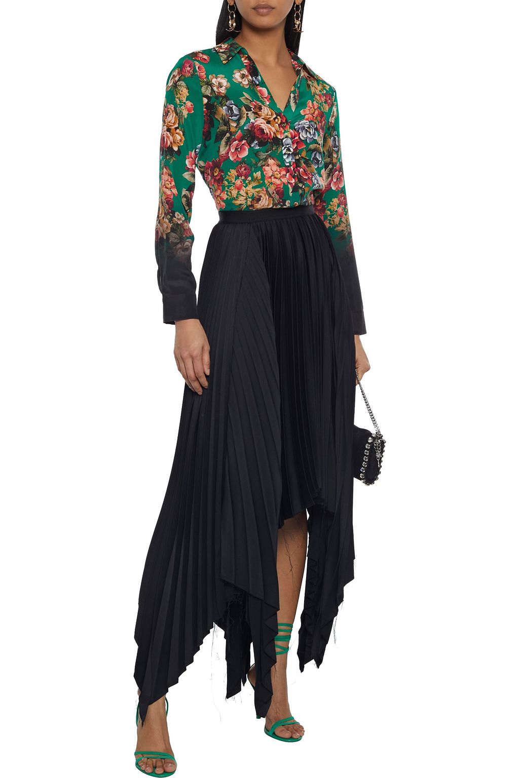 ALICE + OLIVIA Eloise floral-print dégradé silk crepe de chine shirt