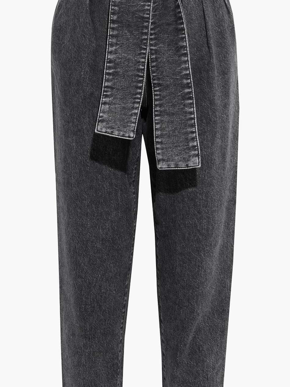 repu belted acid-wash high-rise tapered jeans